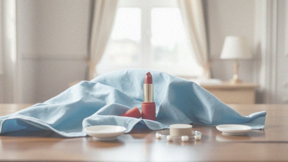 Jak czerwona szminka uzupełnia stylizację z chabrową sukienką?